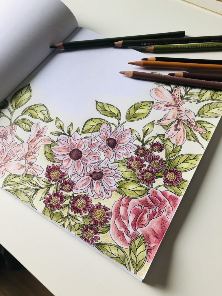 example coloring in book a world with flowers