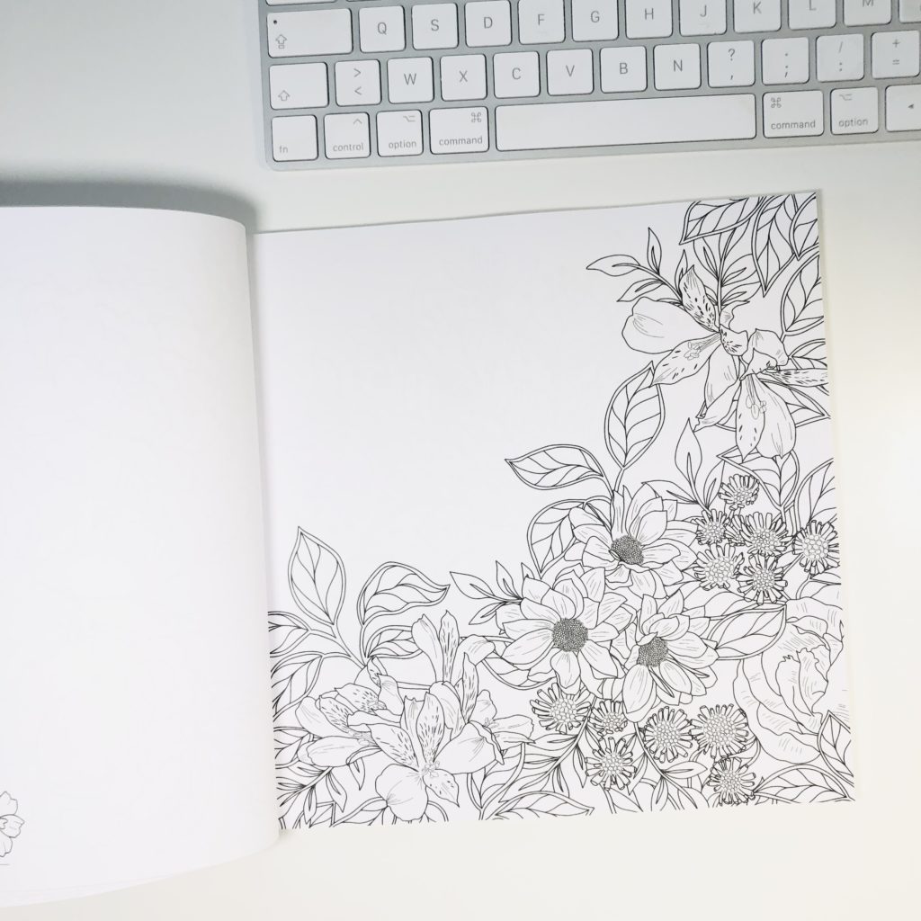 a floral coloring book, inside page, a world with flowers, small flowers