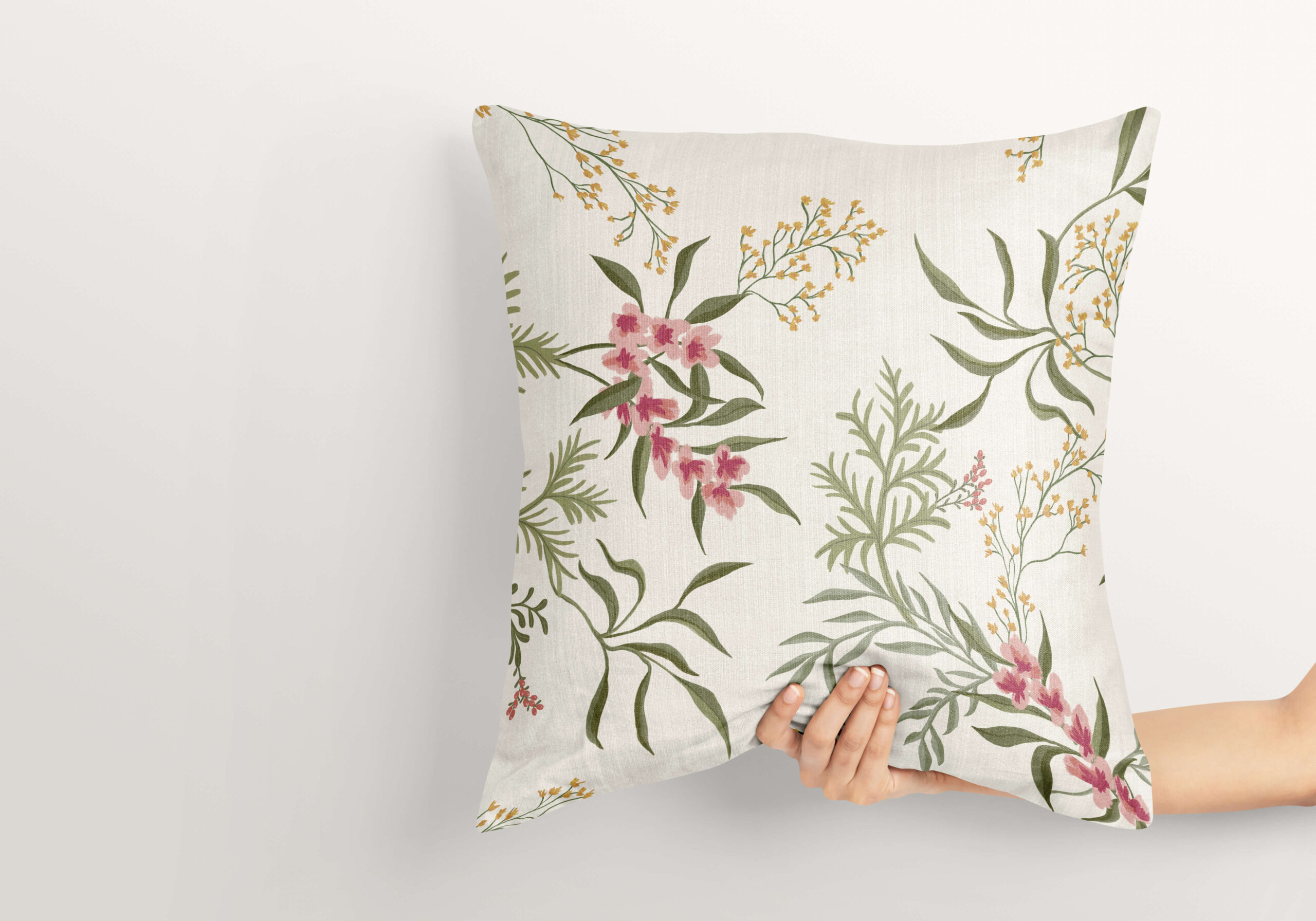 pillow with aria of flowers pattern